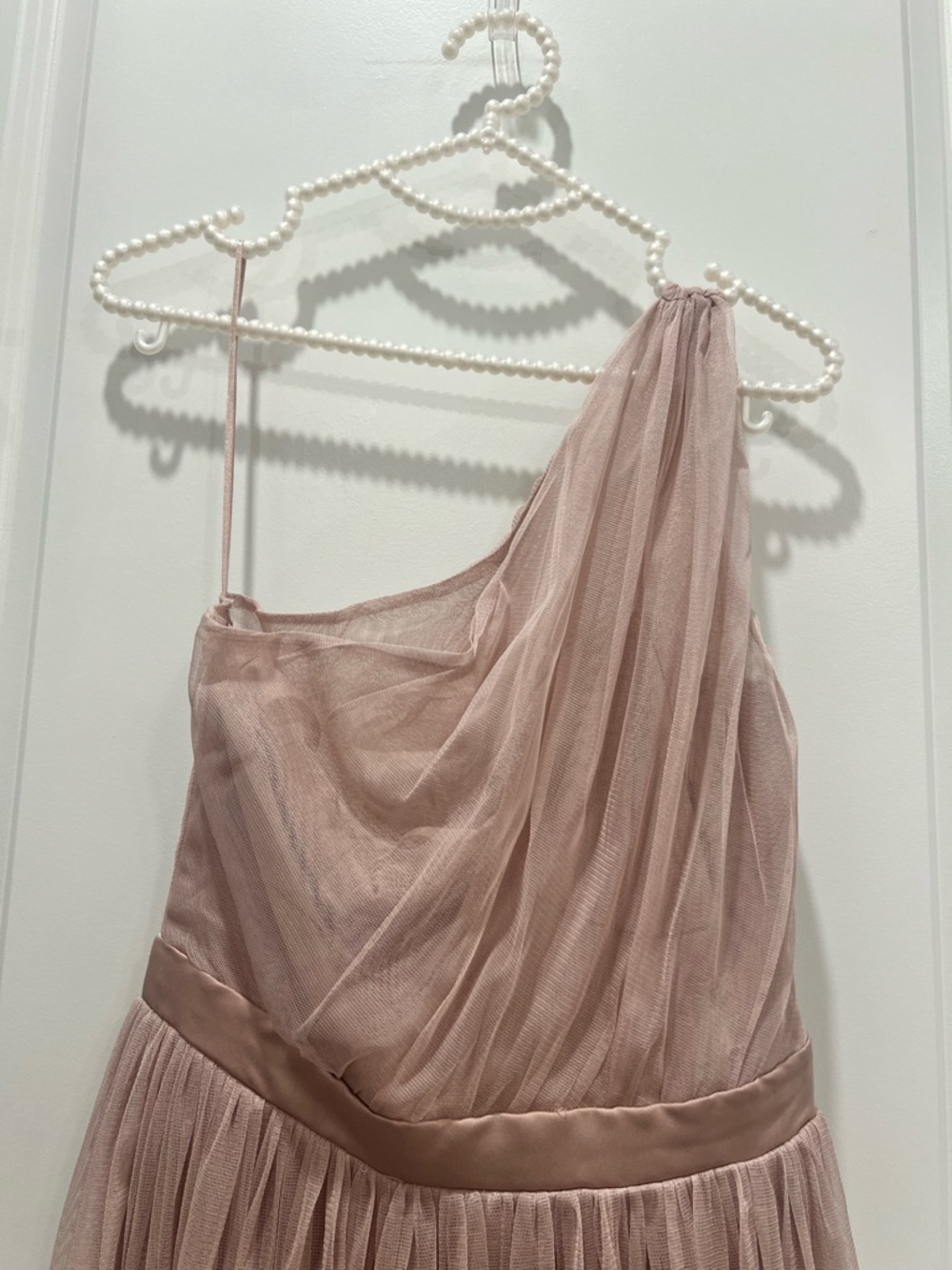 NWT Anaya Blush Tulle One Shoulder Dress Maxi Formal Bridesmaid Wedding Small - Picture 3 of 9